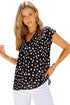 Floral Scalloped V Neck Short Sleeves Top